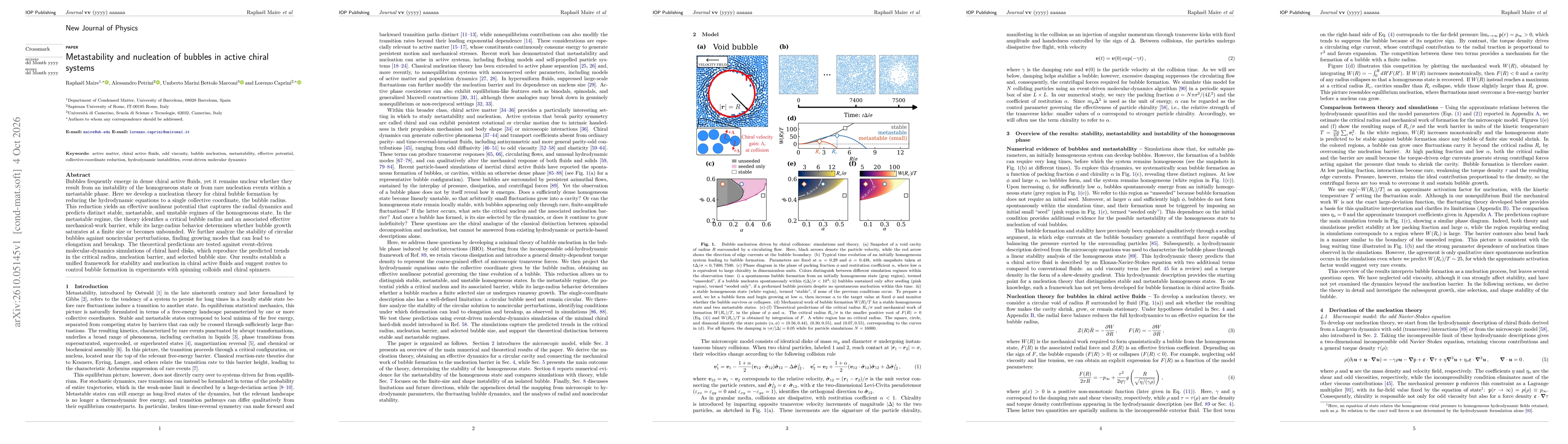Thumbnail for Metastability and nucleation of bubbles in active chiral systems