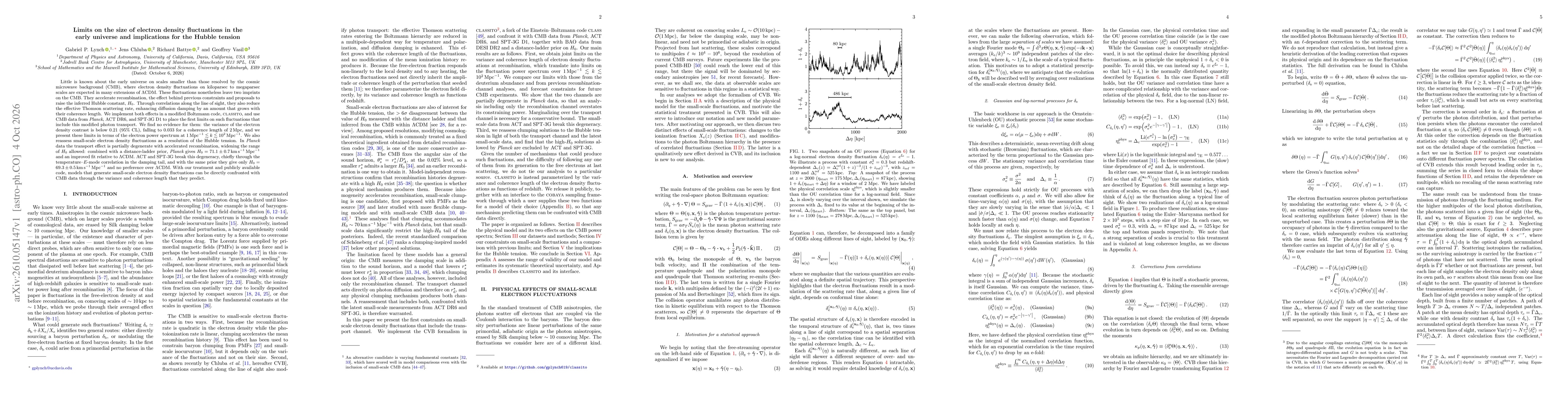 Thumbnail for Limits on the size of electron density fluctuations in the early universe and implications for the Hubble tension