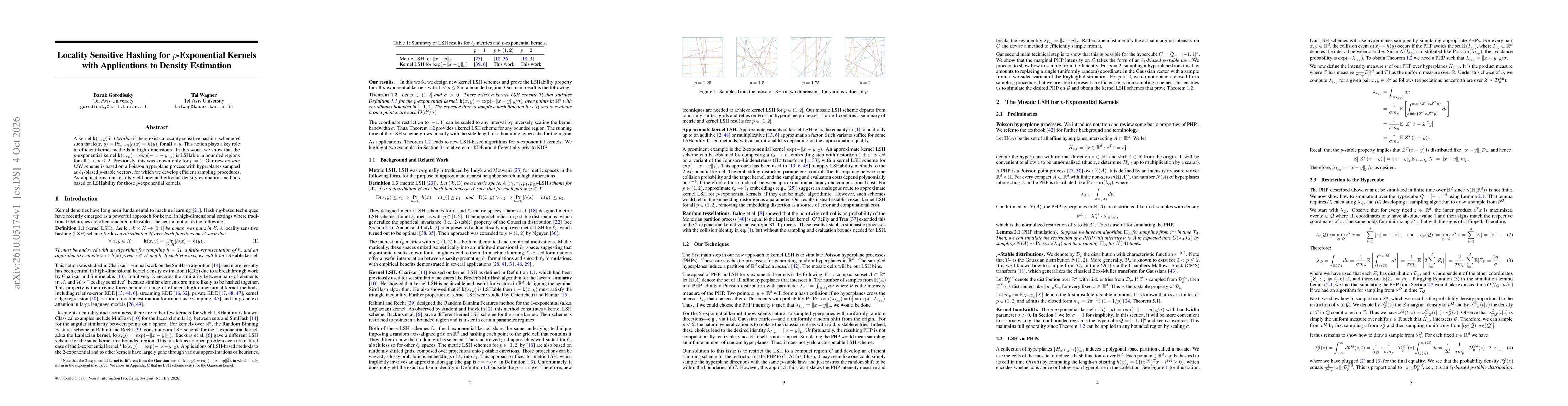 Thumbnail for Locality Sensitive Hashing for p-Exponential Kernels with Applications to Density Estimation