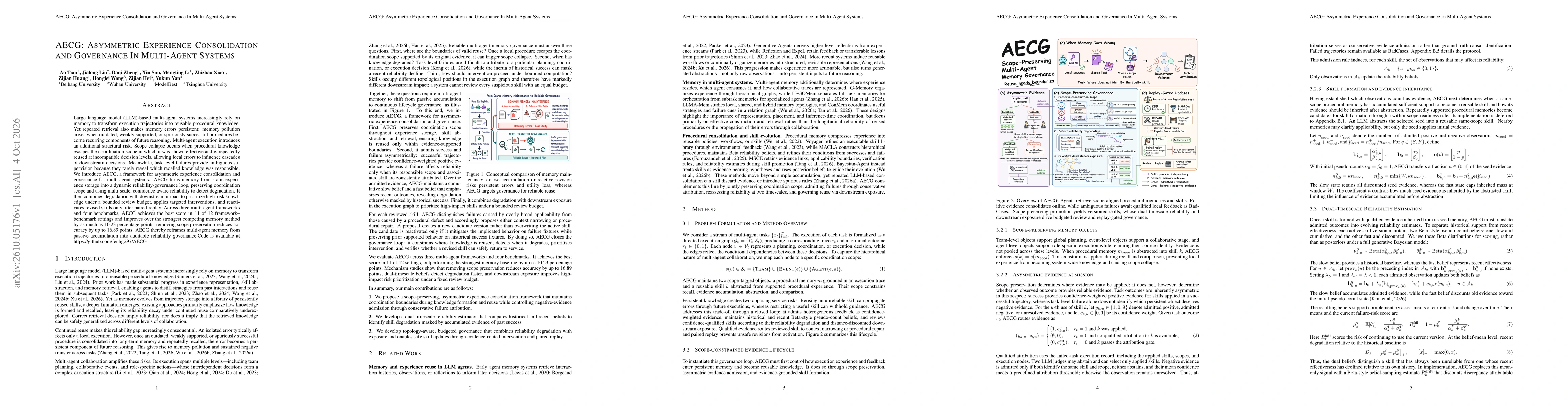 Thumbnail for AECG: Asymmetric Experience Consolidation and Governance In Multi-Agent Systems