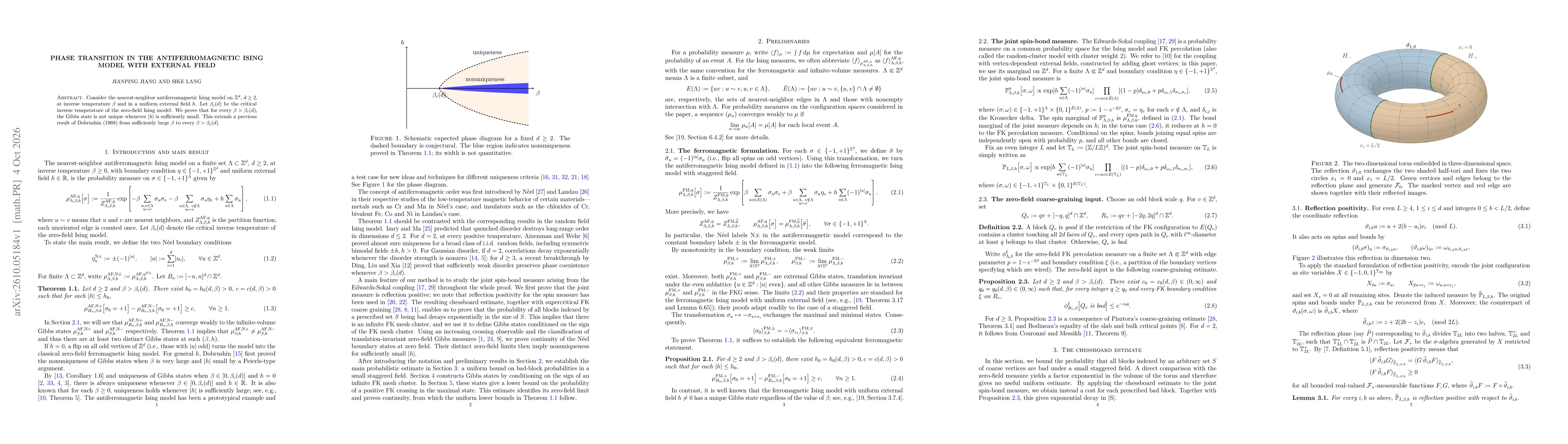 Thumbnail for Phase transition in the antiferromagnetic Ising model with external field