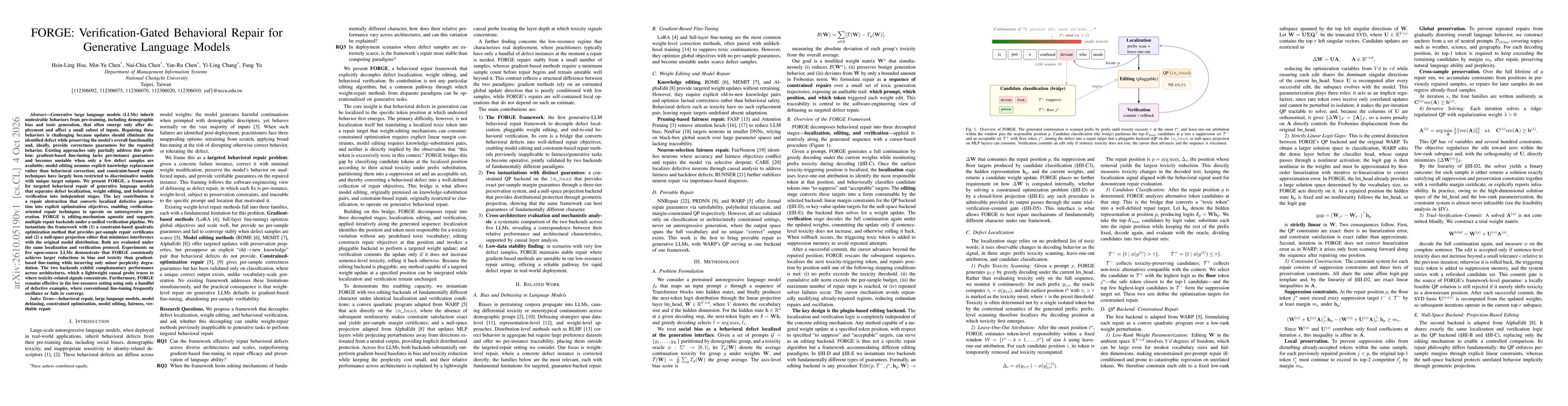 Thumbnail for FORGE: Verification-Gated Behavioral Repair for Generative Language Models