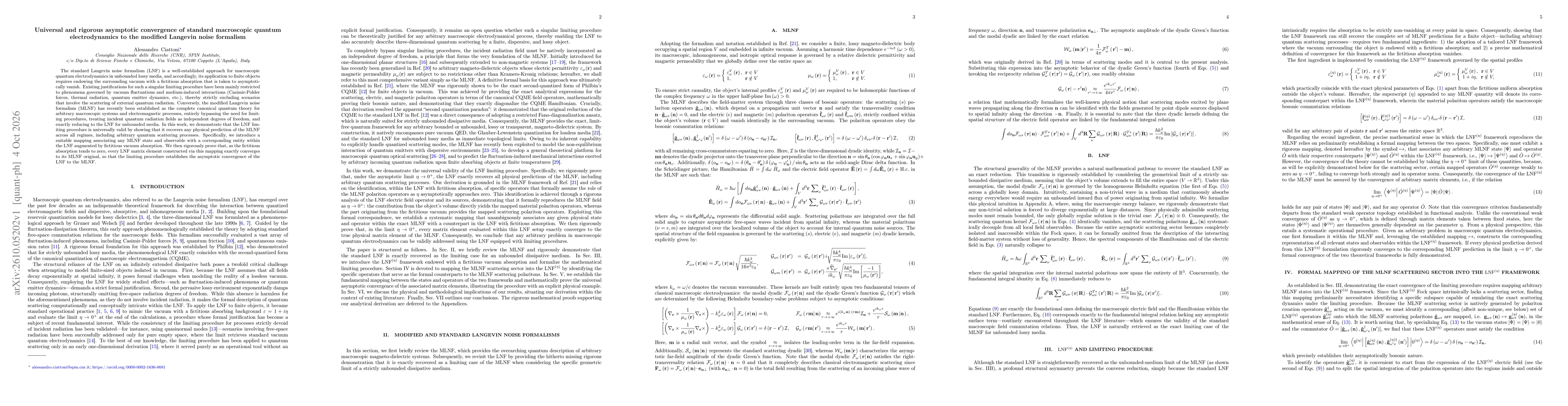 Thumbnail for Universal and rigorous asymptotic convergence of standard macroscopic quantum electrodynamics to the modified Langevin noise formalism