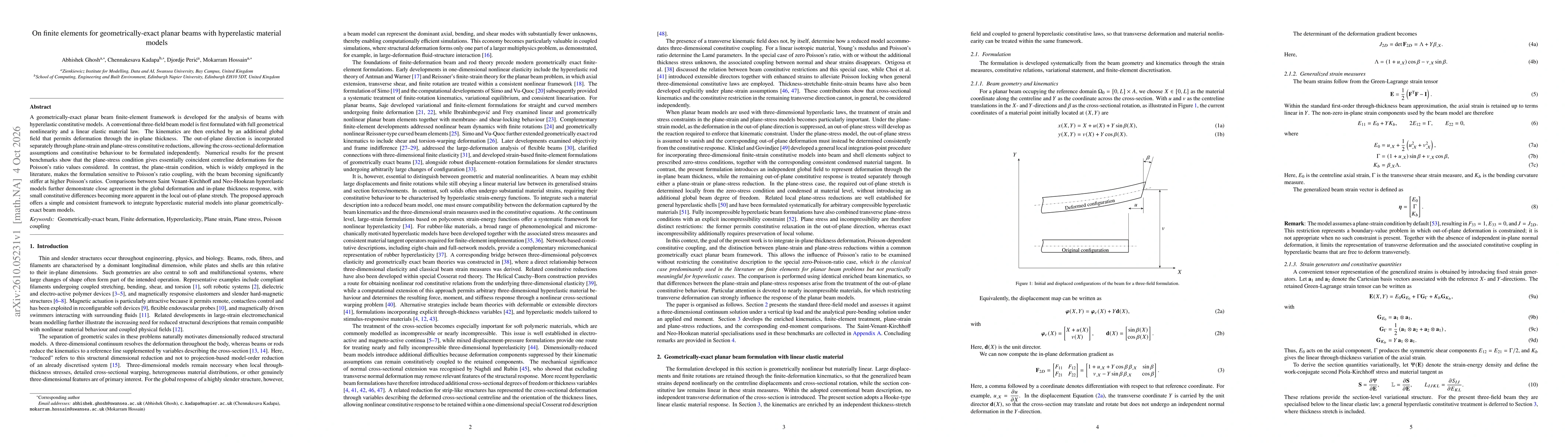 Thumbnail for On finite elements for geometrically-exact planar beams with hyperelastic material models