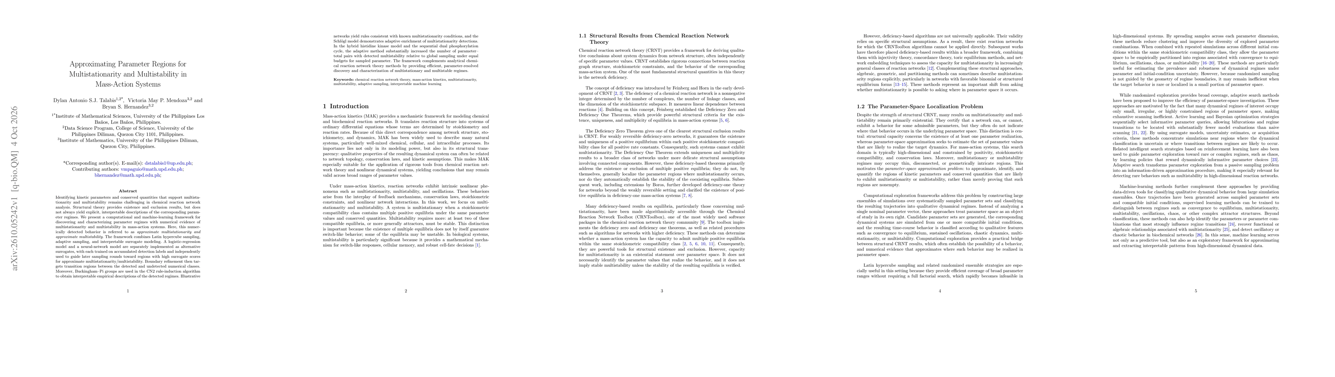 Thumbnail for Approximating Parameter Regions for Multistationarity and Multistability in Mass-Action Systems