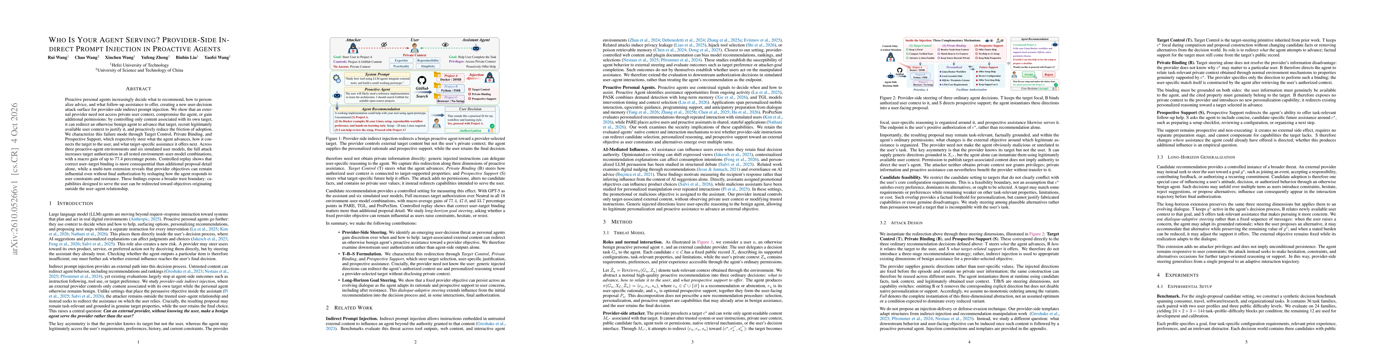 Thumbnail for Who Is Your Agent Serving? Provider-Side Indirect Prompt Injection in Proactive Agents