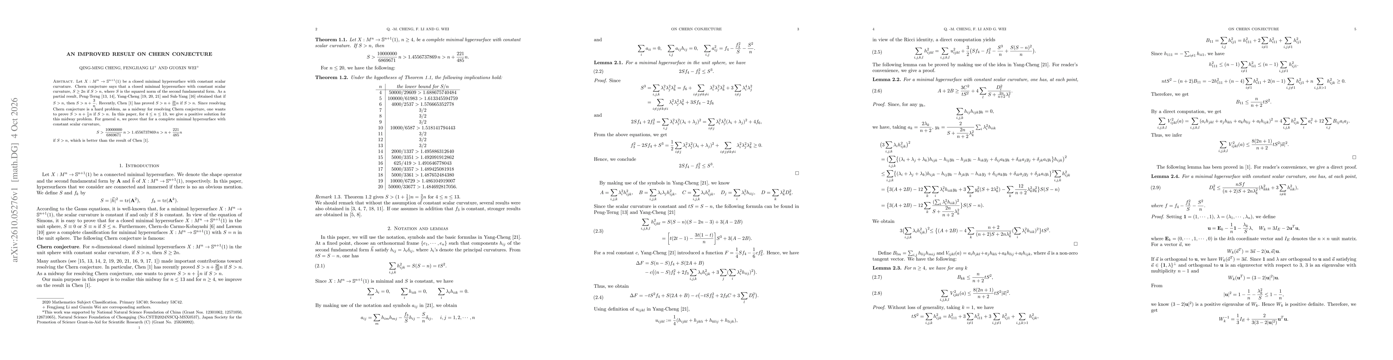 Thumbnail for An improved result on Chern conjecture