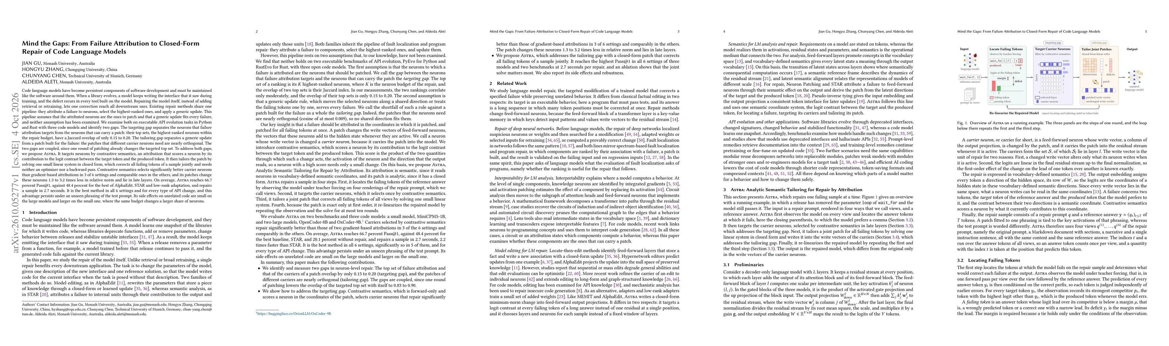 Thumbnail for Mind the Gaps: From Failure Attribution to Closed-Form Repair of Code Language Models