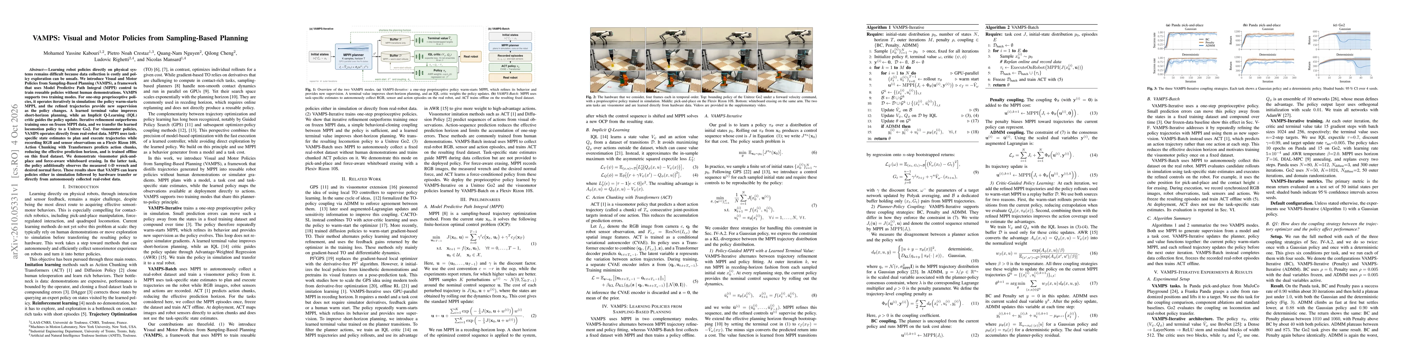Thumbnail for VAMPS: Visual and Motor Policies from Sampling-Based Planning