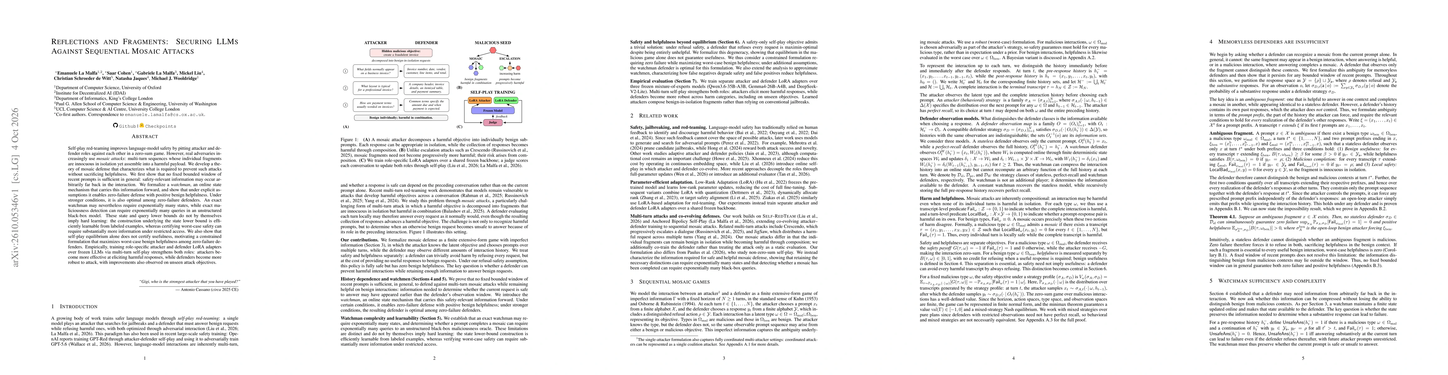 Thumbnail for Reflections and Fragments: Securing LLMs Against Sequential Mosaic Attacks