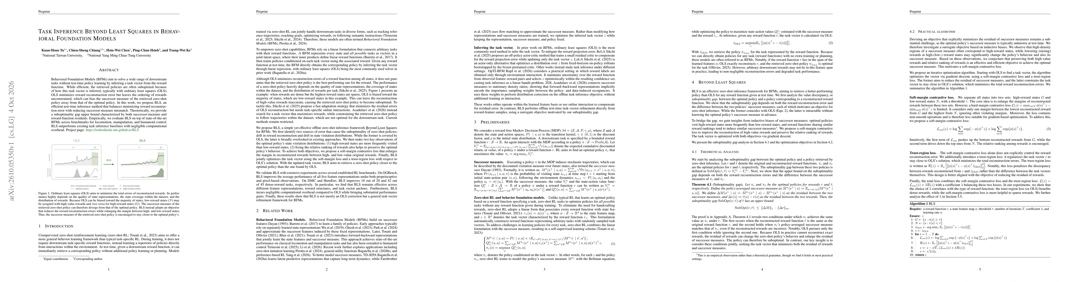 Thumbnail for Task Inference Beyond Least Squares in Behavioral Foundation Models