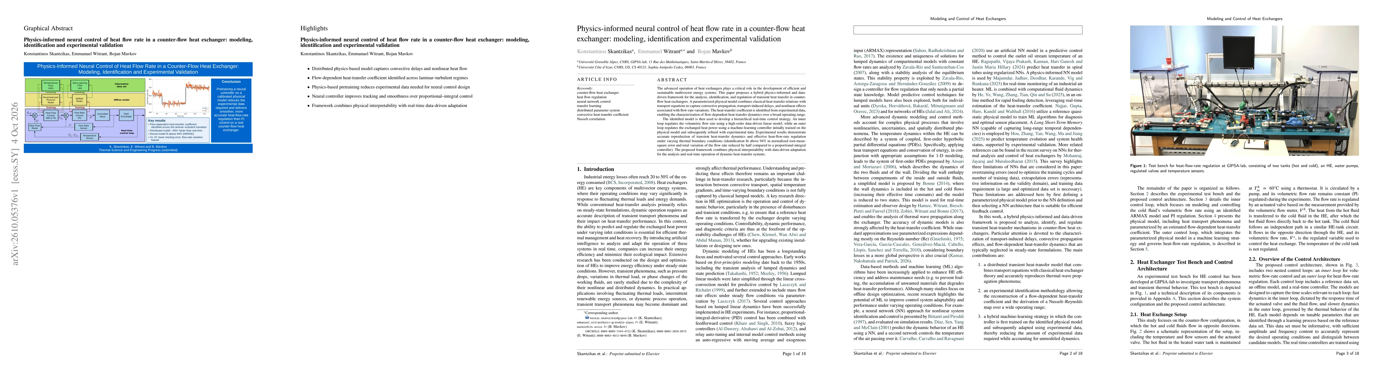 Thumbnail for Physics-informed neural control of heat flow rate in a counter-flow heat exchanger: modeling, identification and experimental validation