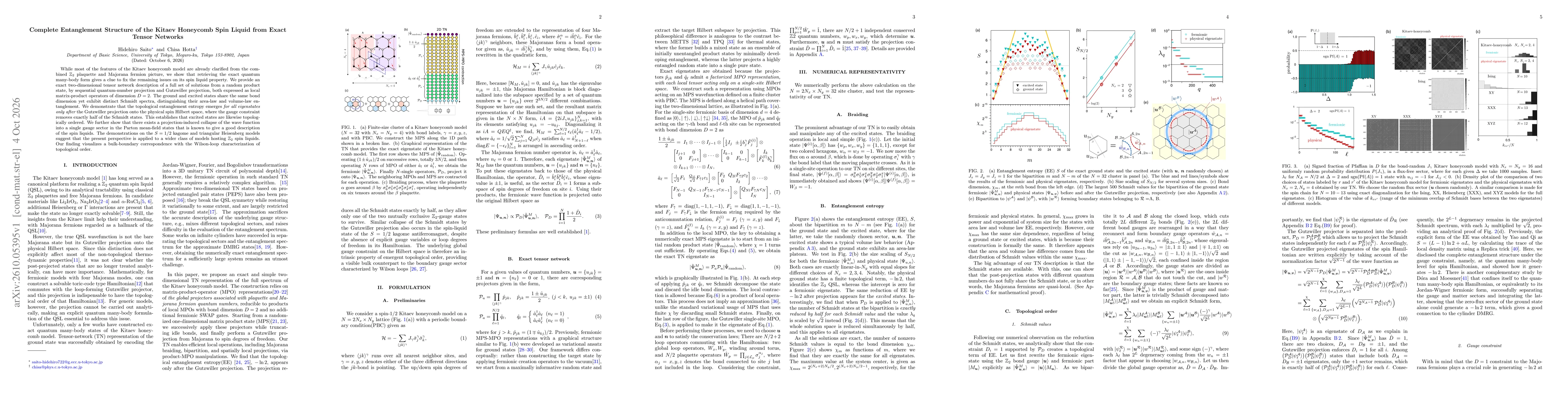 Thumbnail for Complete Entanglement Structure of the Kitaev Honeycomb Spin Liquid from Exact Tensor Networks