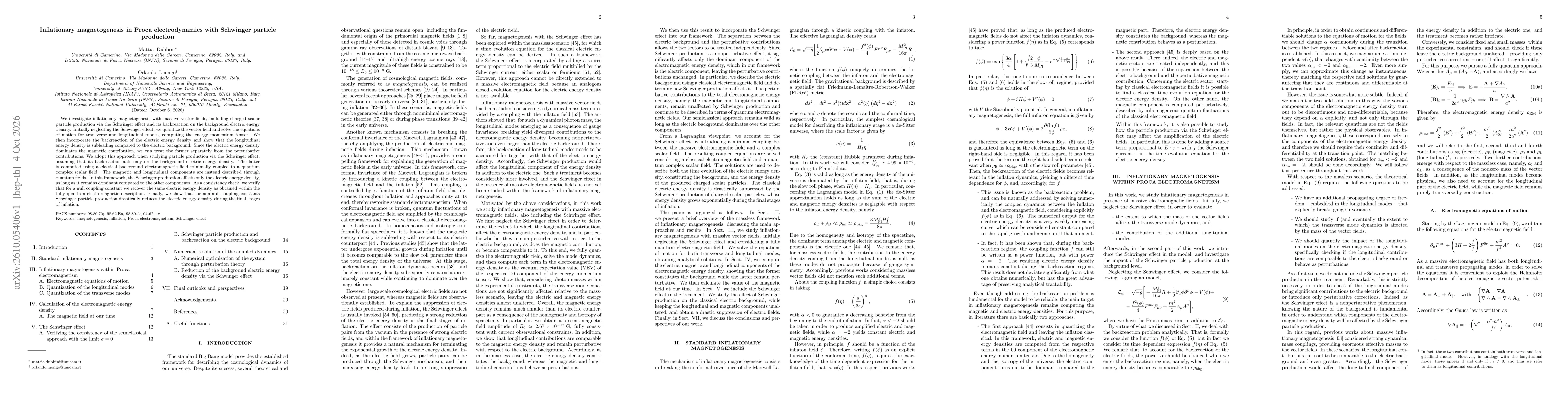 Thumbnail for Inflationary magnetogenesis in Proca electrodynamics with Schwinger particle production
