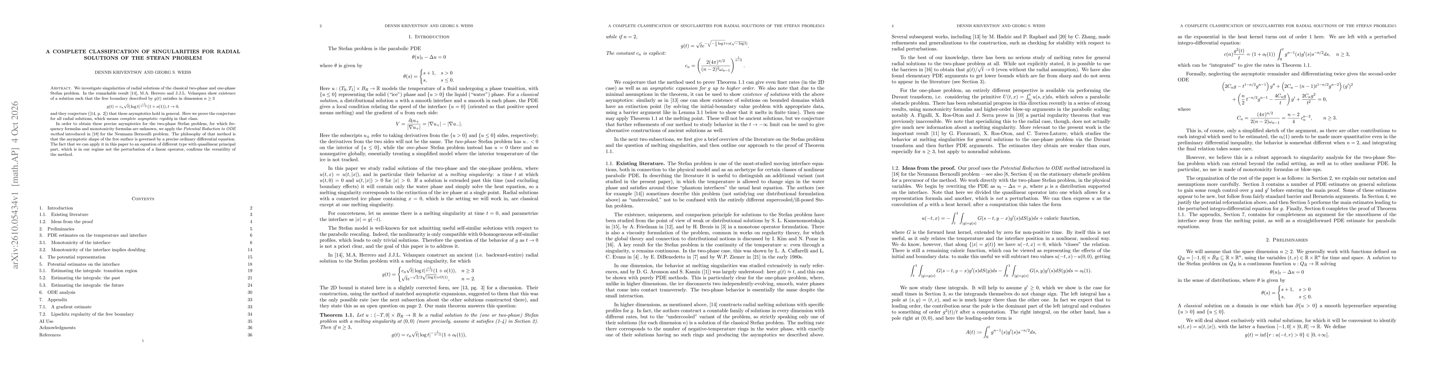 Thumbnail for A complete classification of singularities for radial solutions of the Stefan problem