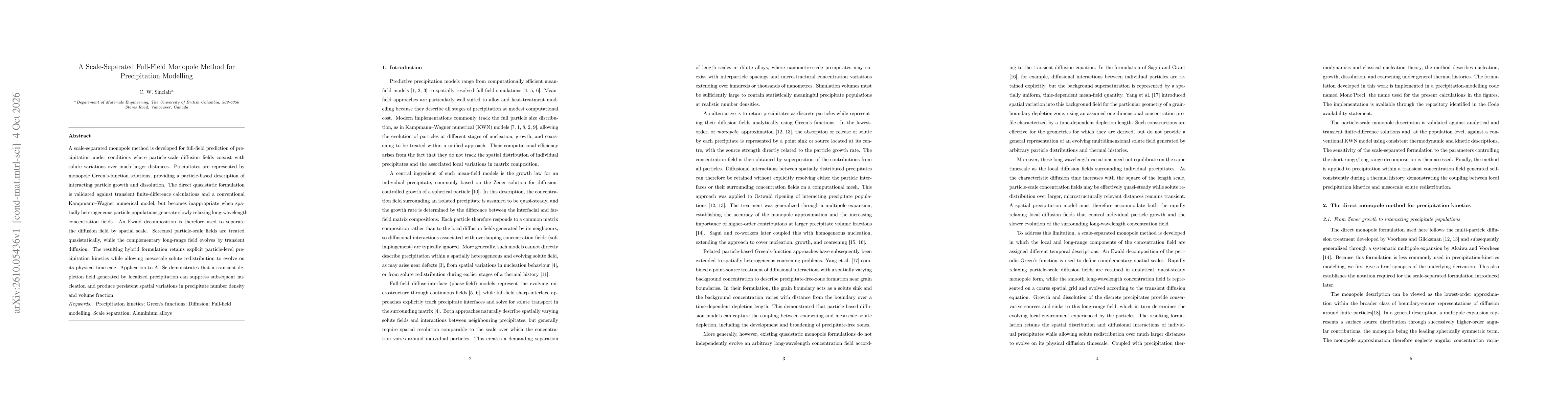 Thumbnail for A Scale-Separated Full-Field Monopole Method for Precipitation Modelling