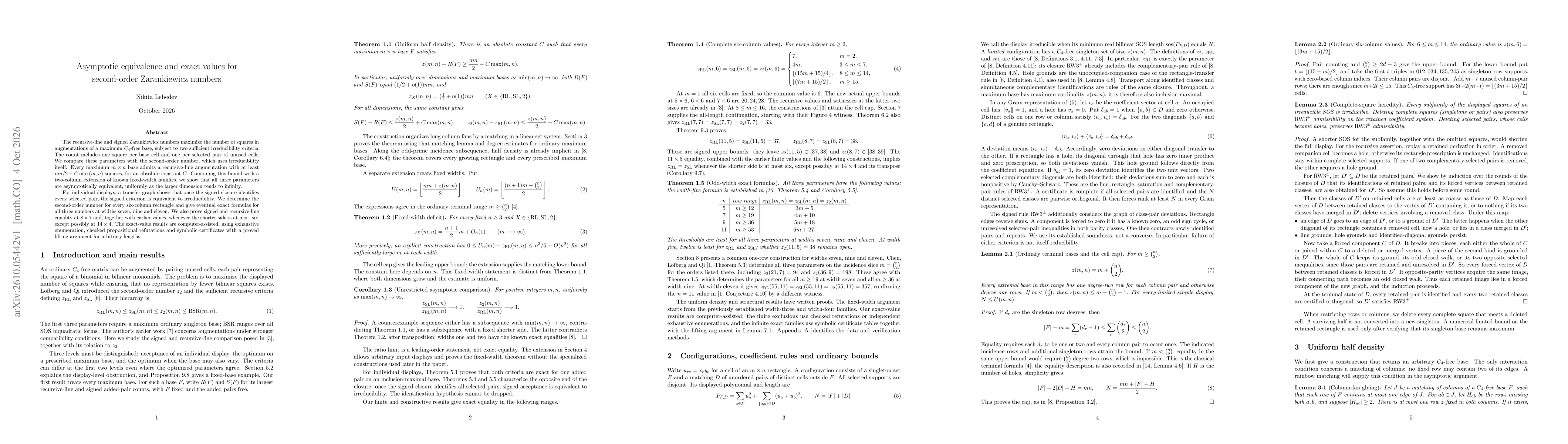 Thumbnail for Asymptotic equivalence and exact values for second-order Zarankiewicz numbers