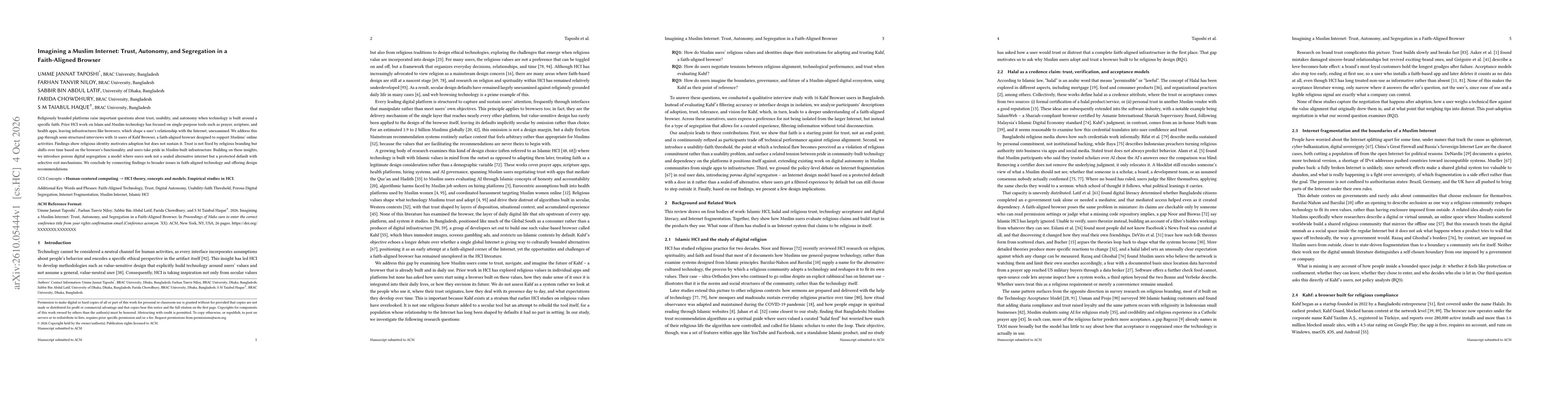 Thumbnail for Imagining a Muslim Internet: Trust, Autonomy, and Segregation in a Faith-Aligned Browser