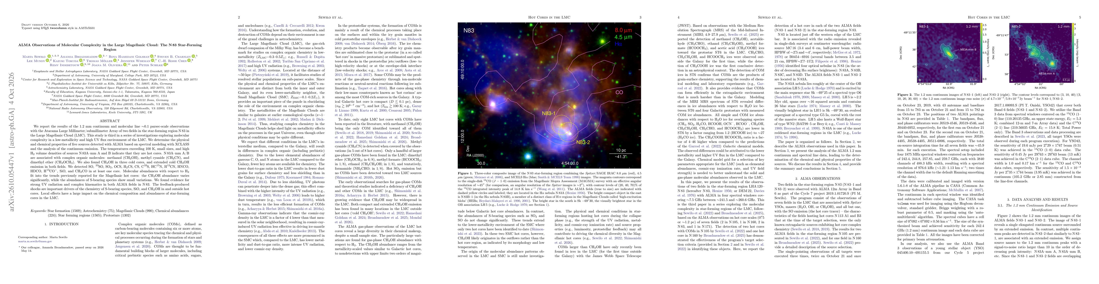 Thumbnail for ALMA Observations of Molecular Complexity in the Large Magellanic Cloud: The N83 Star-Forming Region
