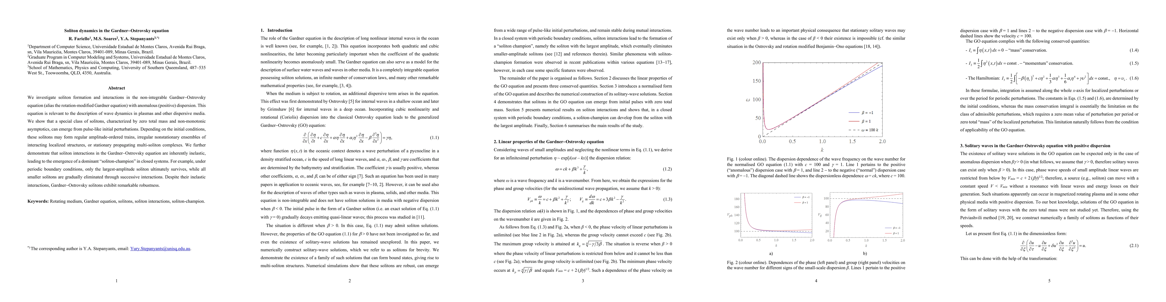 Thumbnail for Soliton dynamics in the Gardner-Ostrovsky equation