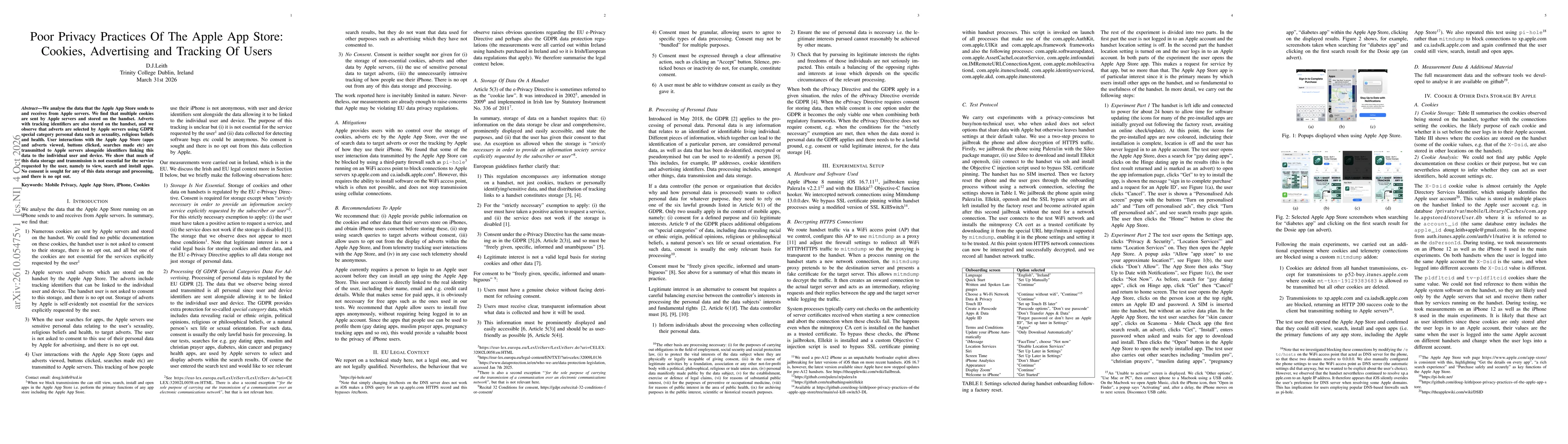 Thumbnail for Poor Privacy Practices Of The Apple App Store: Cookies, Advertising and Tracking Of Users