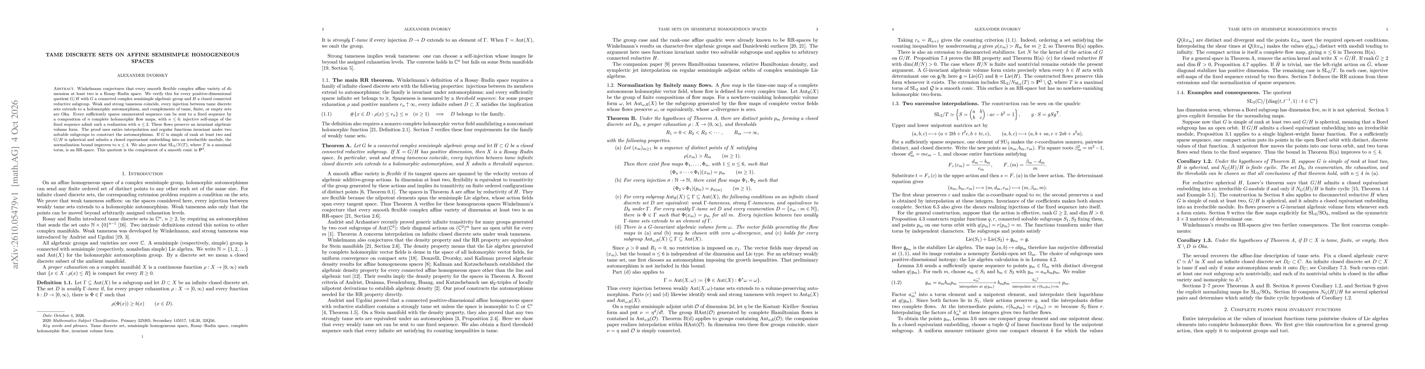 Thumbnail for Tame Discrete Sets on Affine Semisimple Homogeneous Spaces