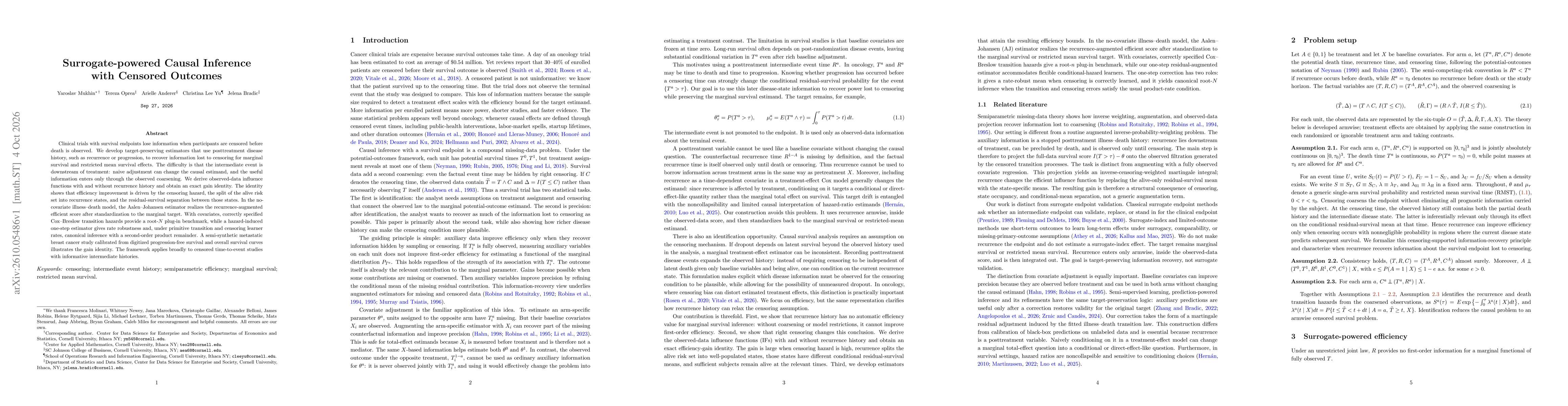 Thumbnail for Surrogate-powered Causal Inference with Censored Outcomes
