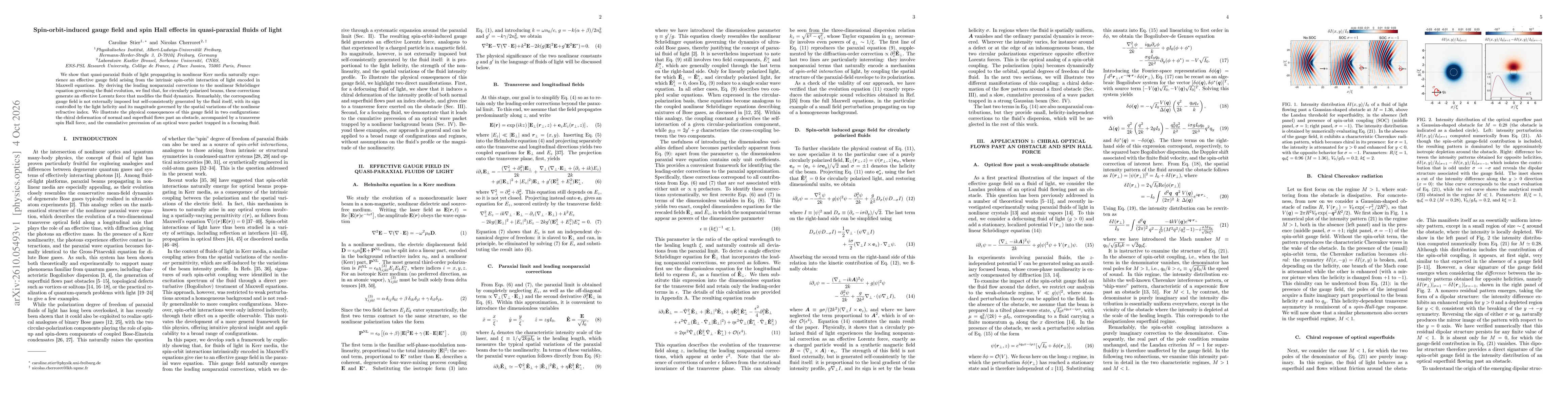 Thumbnail for Spin-orbit-induced gauge field and spin Hall effects in quasi-paraxial fluids of light