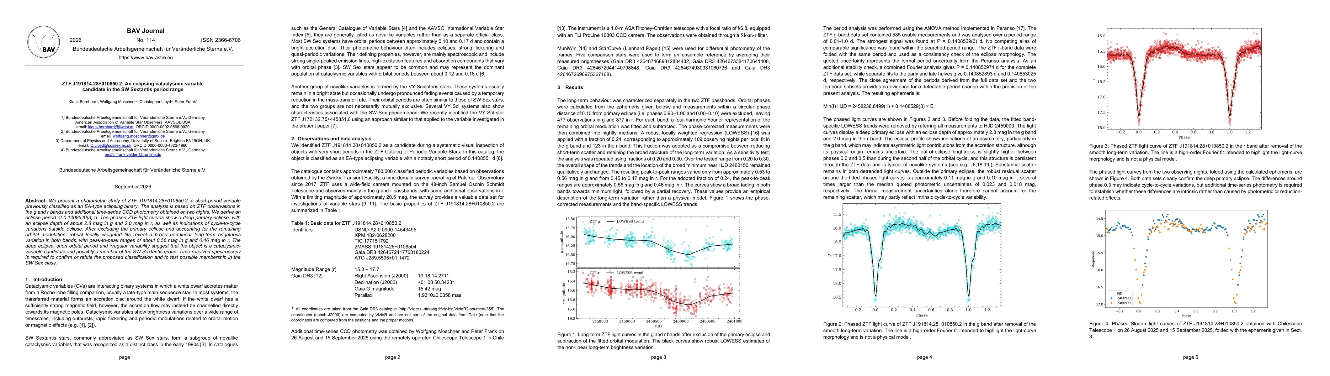 Thumbnail for ZTF J191814.28+010850.2: An eclipsing cataclysmic-variable candidate in the SW Sextantis period range