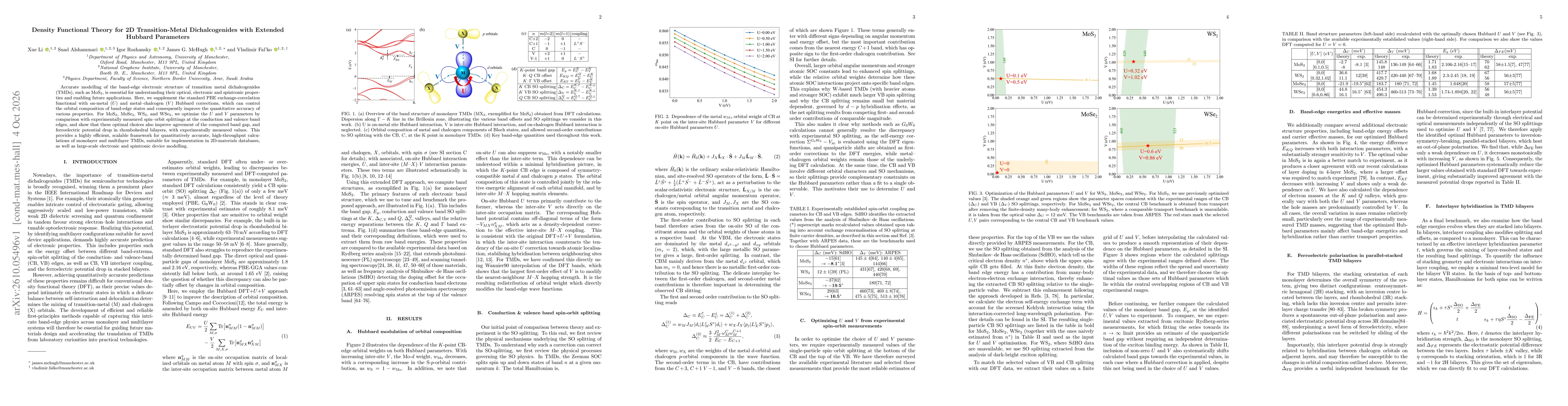 Thumbnail for Density Functional Theory for 2D Transition-Metal Dichalcogenides with Extended Hubbard Parameters
