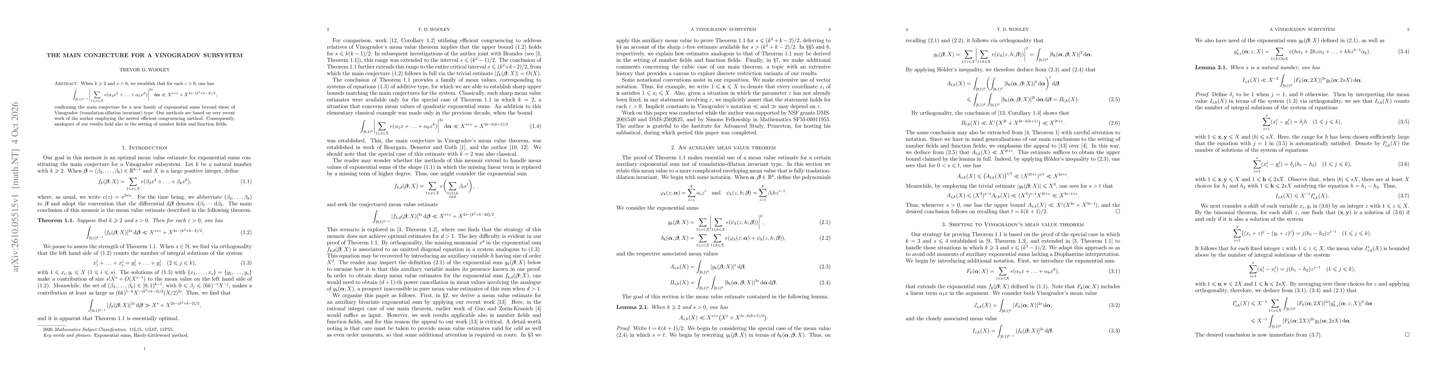 Thumbnail for The main conjecture for a Vinogradov subsystem