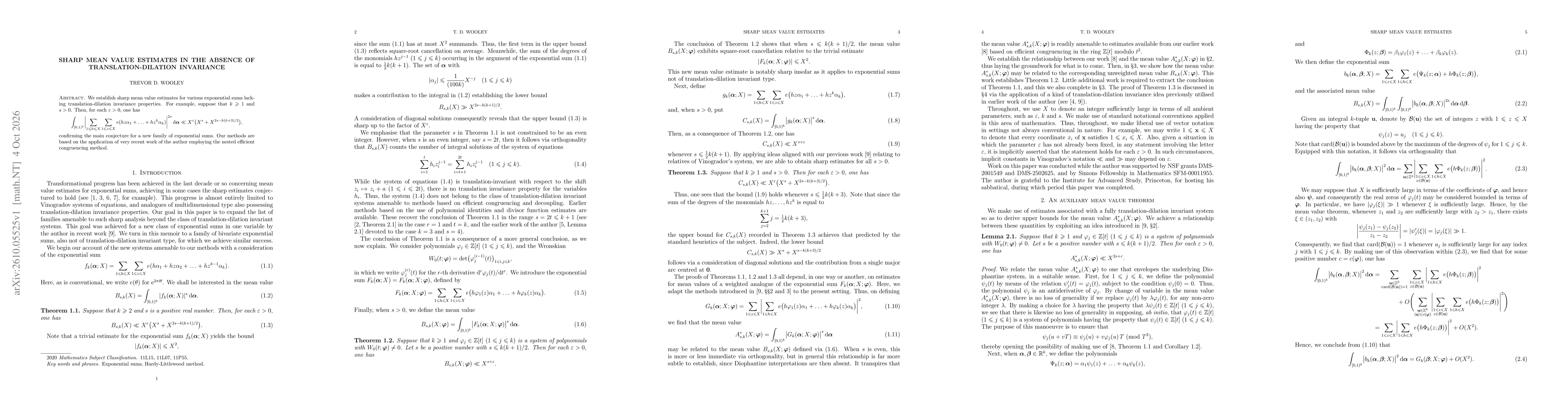 Thumbnail for Sharp mean value estimates in the absence of translation-dilation invariance