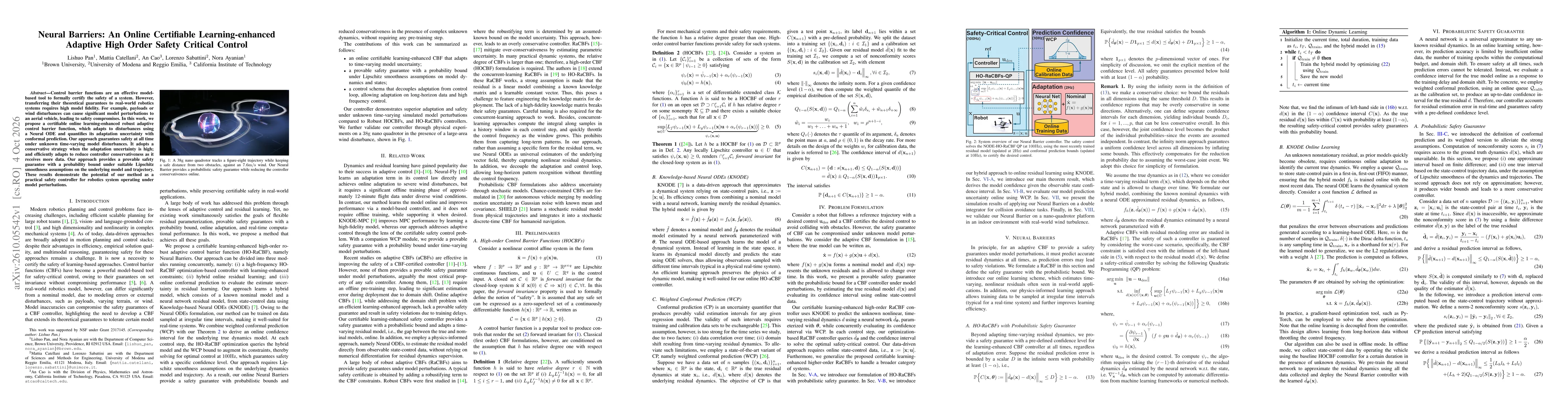 Thumbnail for Neural Barriers: An Online Certifiable Learning-enhanced Adaptive High Order Safety Critical Control