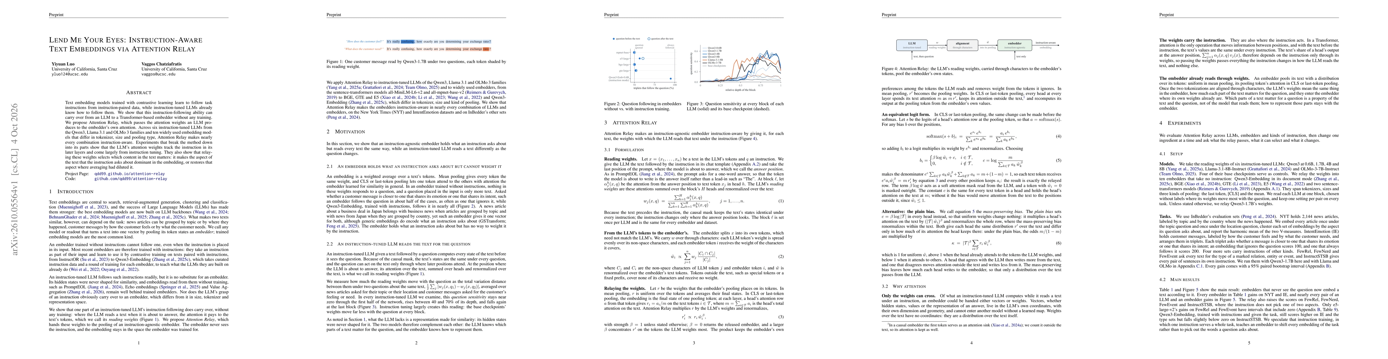 Thumbnail for Lend Me Your Eyes: Instruction-Aware Text Embeddings via Attention Relay