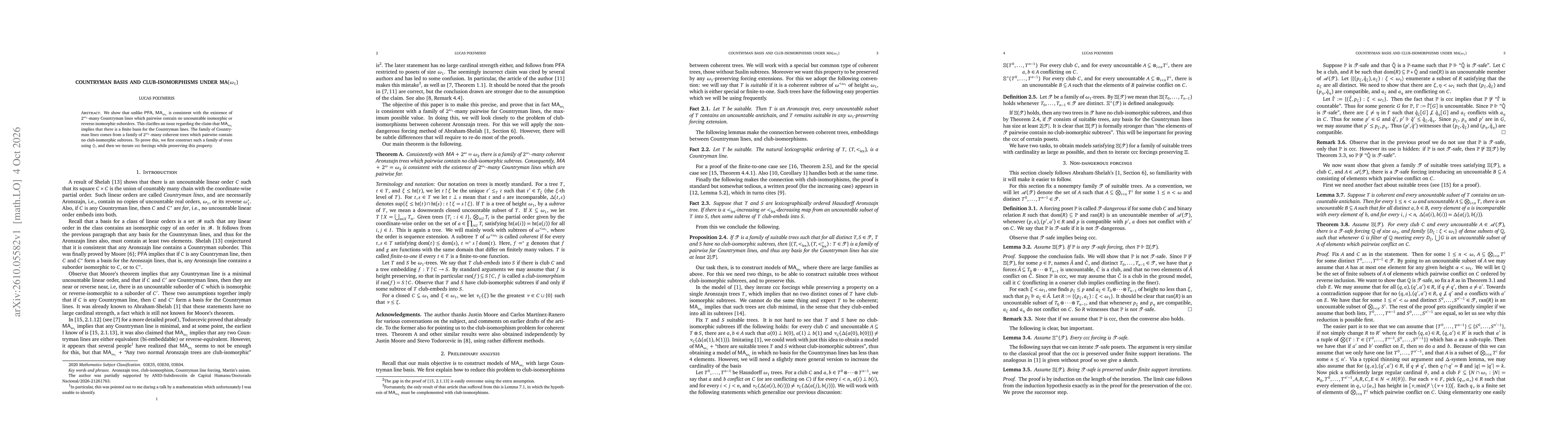 Thumbnail for Countryman basis and club-isomorphisms under MA$(ω_1)$