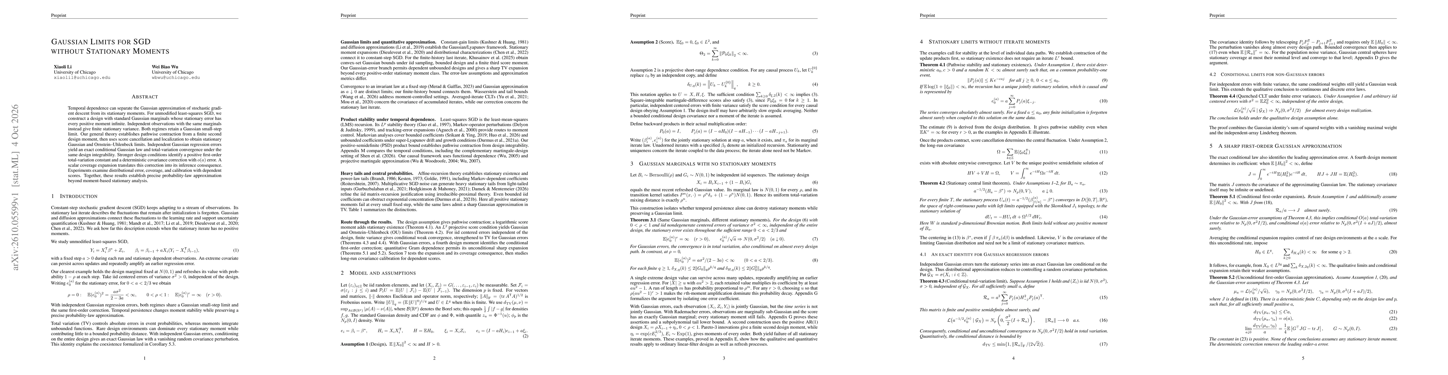Thumbnail for Gaussian Limits for SGD Without Stationary Moments