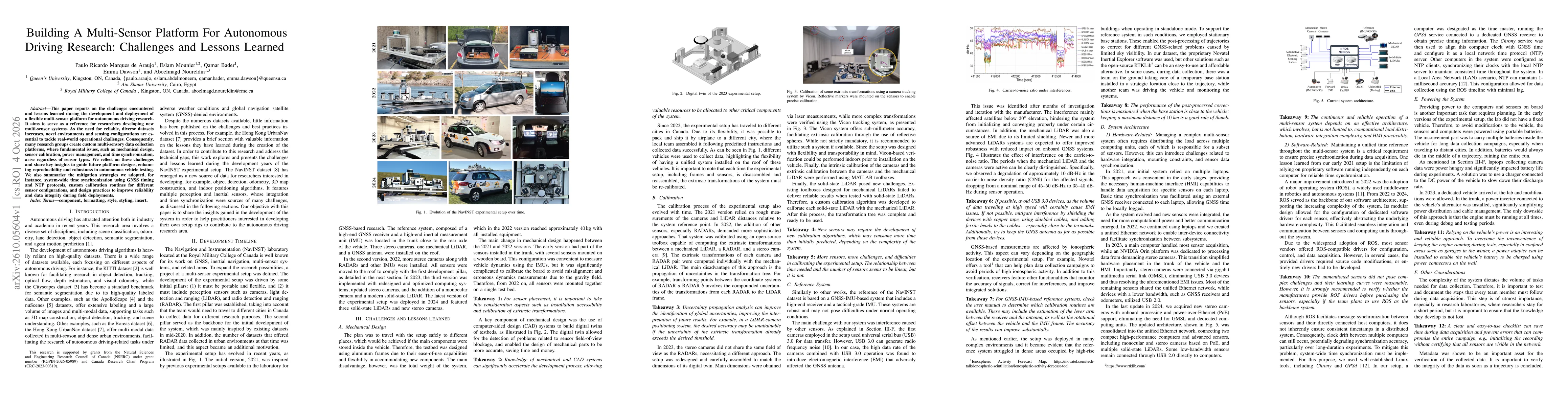 Thumbnail for Building A Multi-Sensor Platform For Autonomous Driving Research: Challenges and Lessons Learned
