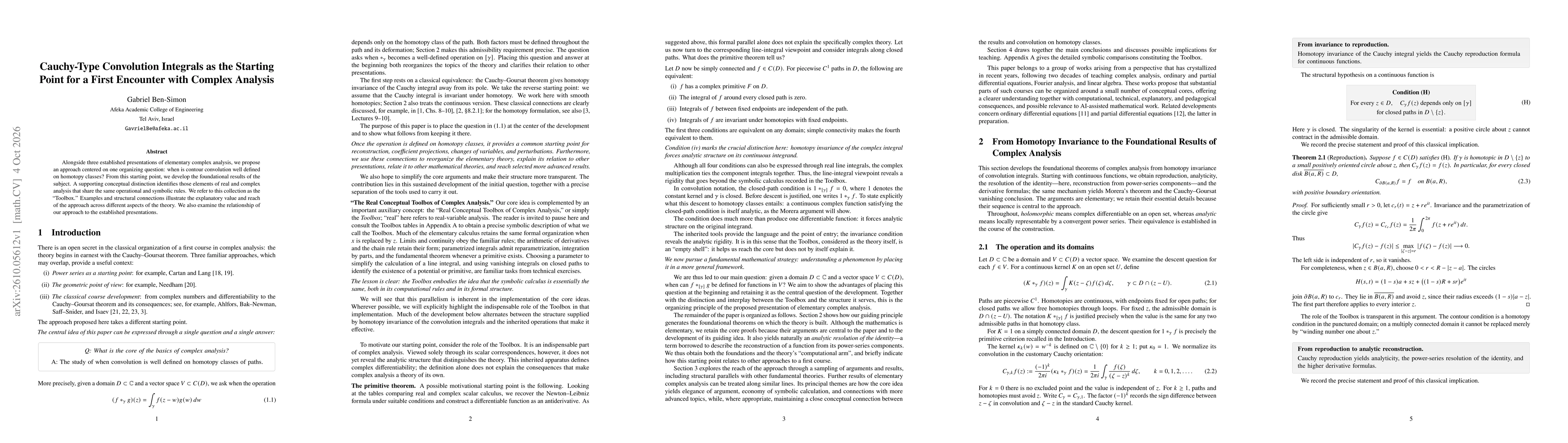 Thumbnail for Cauchy-Type Convolution Integrals as the Starting Point for a First Encounter with Complex Analysis