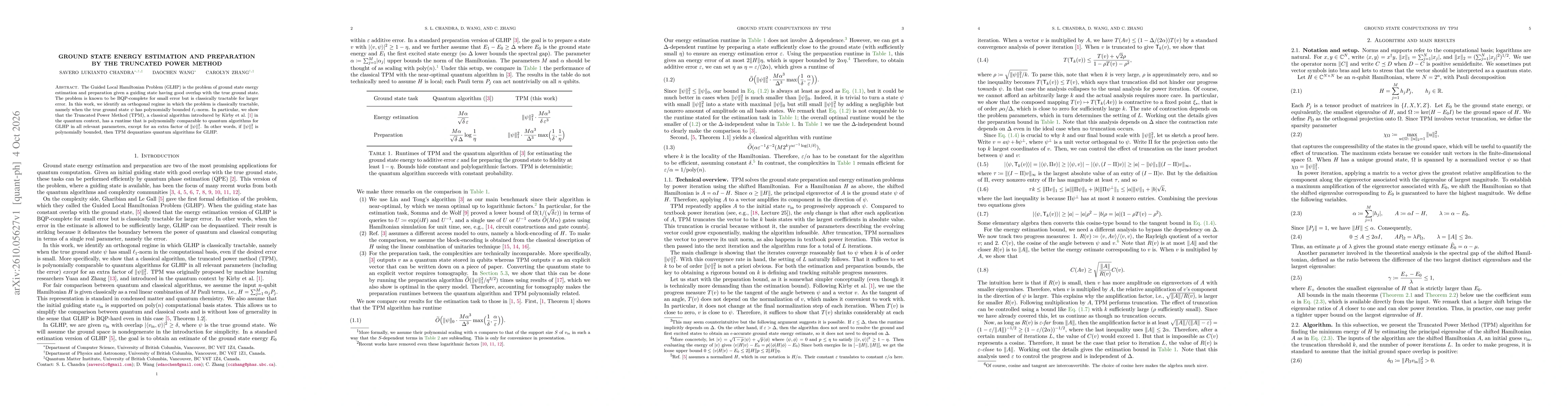 Thumbnail for Ground state energy estimation and preparation by the truncated power method