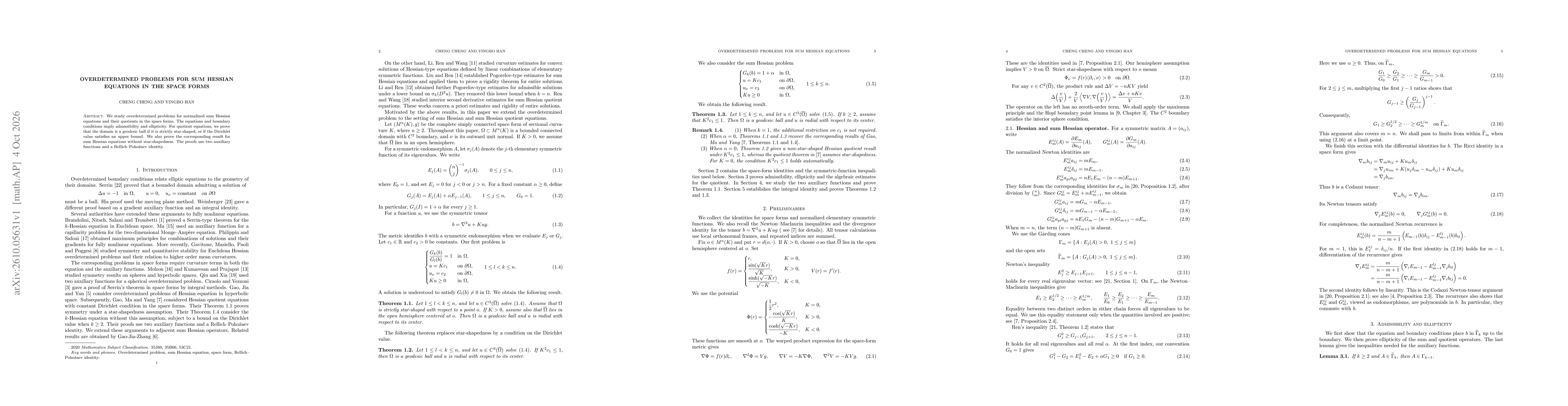 Thumbnail for Overdetermined problems for sum Hessian equations in the space forms