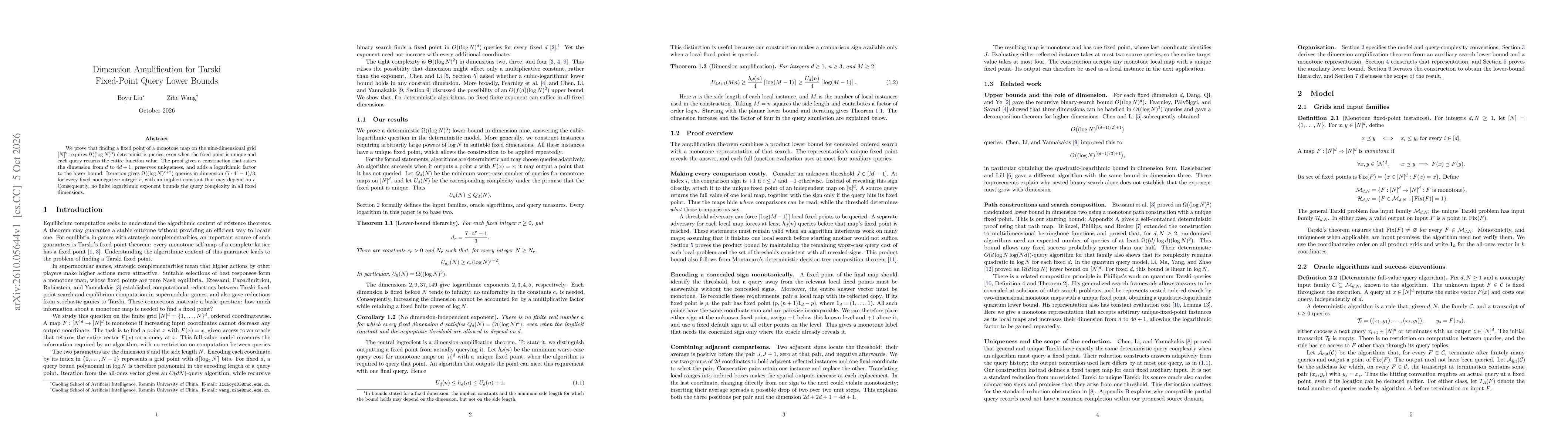 Thumbnail for Dimension Amplification for Tarski Fixed-Point Query Lower Bounds