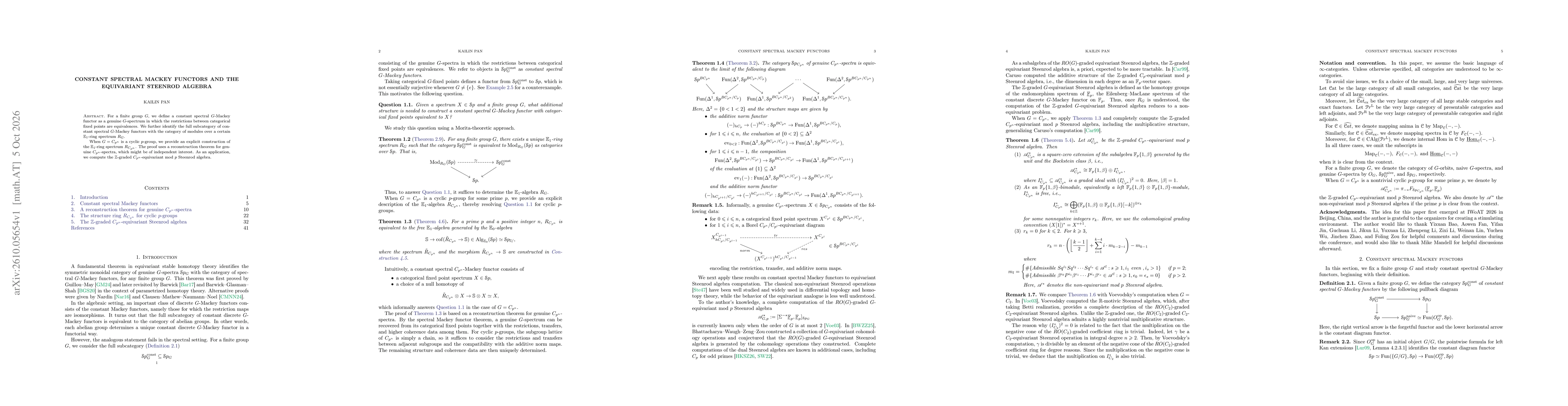 Thumbnail for Constant spectral Mackey functors and the equivariant Steenrod algebra