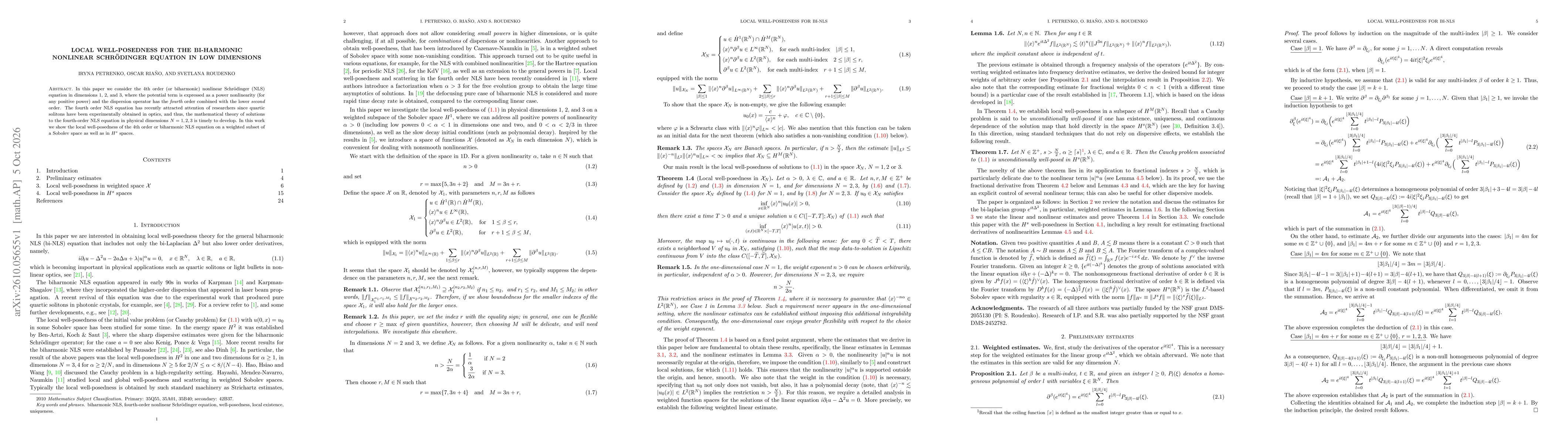 Thumbnail for Local well-posedness for the biharmonic nonlinear Schrödinger equation in low dimensions