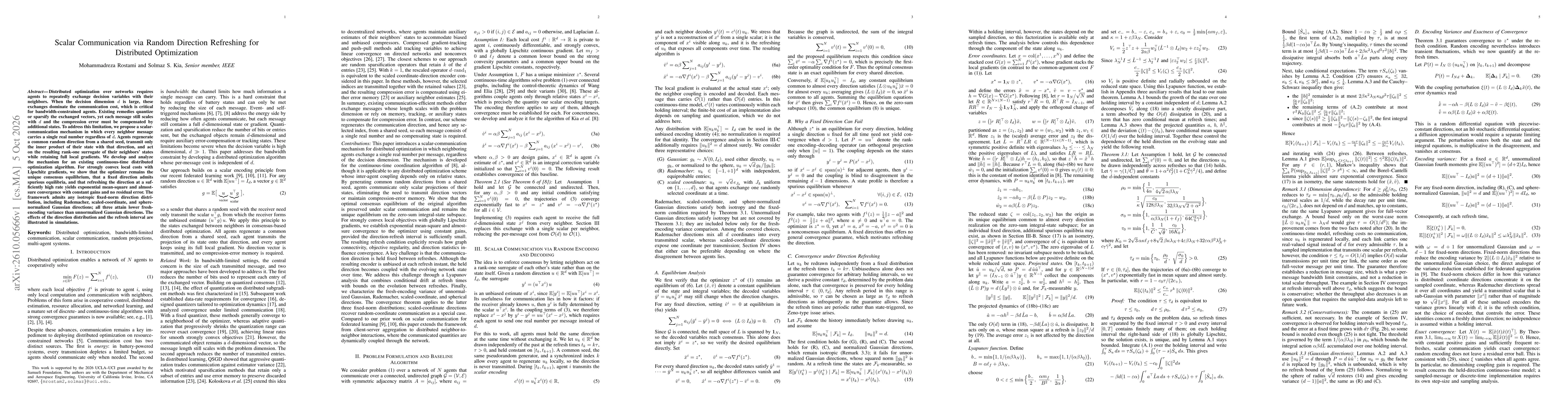 Thumbnail for Scalar Communication via Random Direction Refreshing for Distributed Optimization