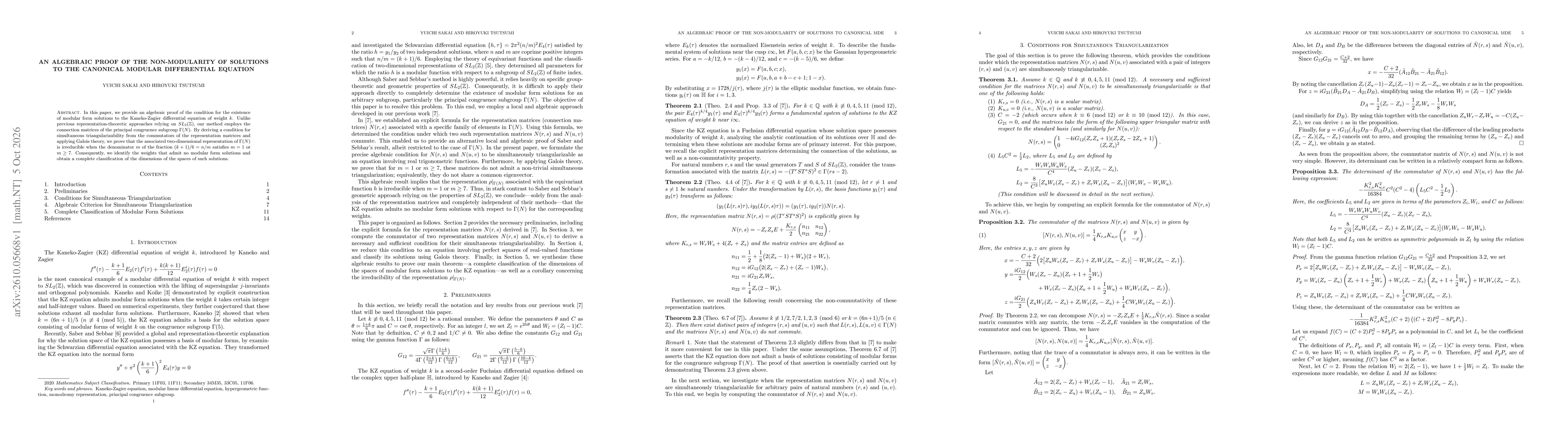 Thumbnail for An Algebraic Proof of the Non-Modularity of Solutions to the Canonical Modular Differential Equation