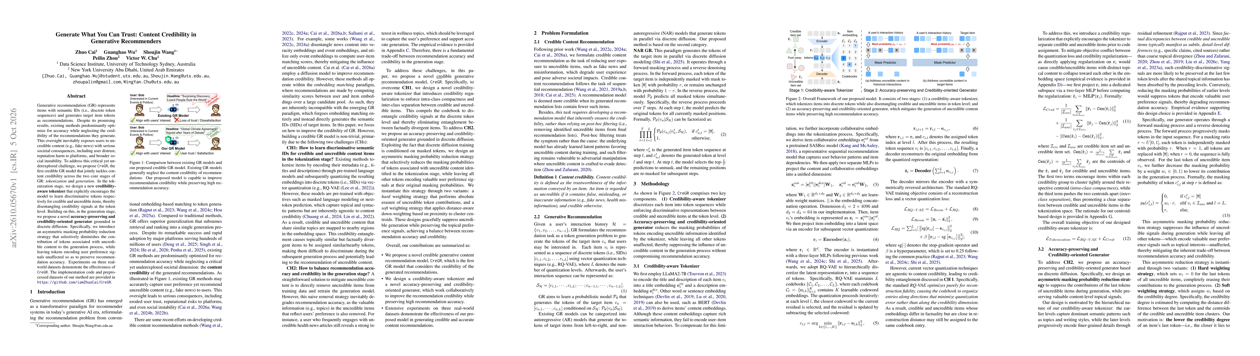Thumbnail for Generate What You Can Trust: Content Credibility in Generative Recommenders
