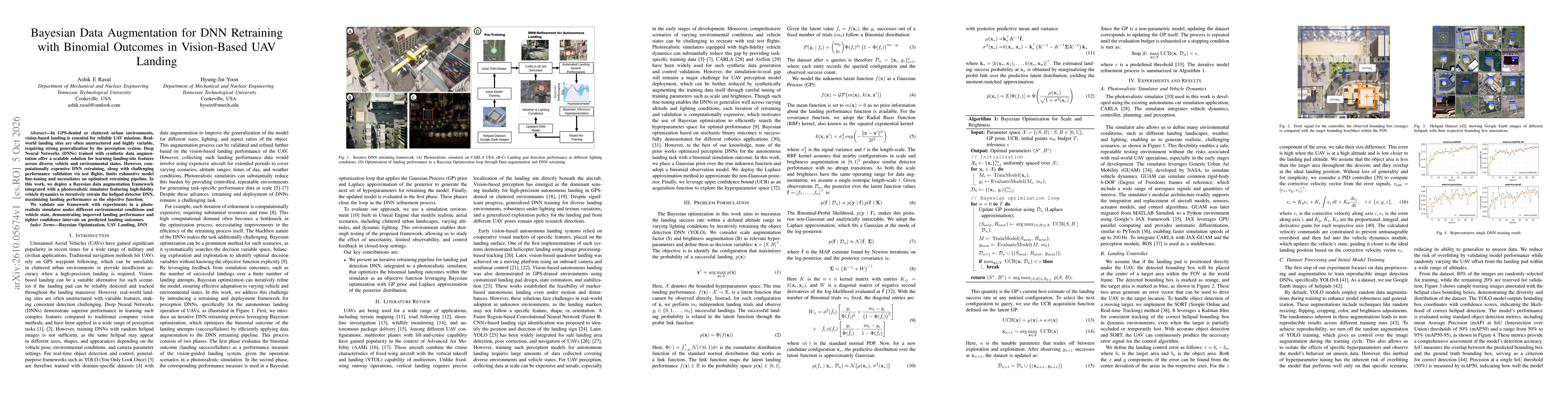Thumbnail for Bayesian Data Augmentation for DNN Retraining with Binomial Outcomes in Vision-Based UAV Landing