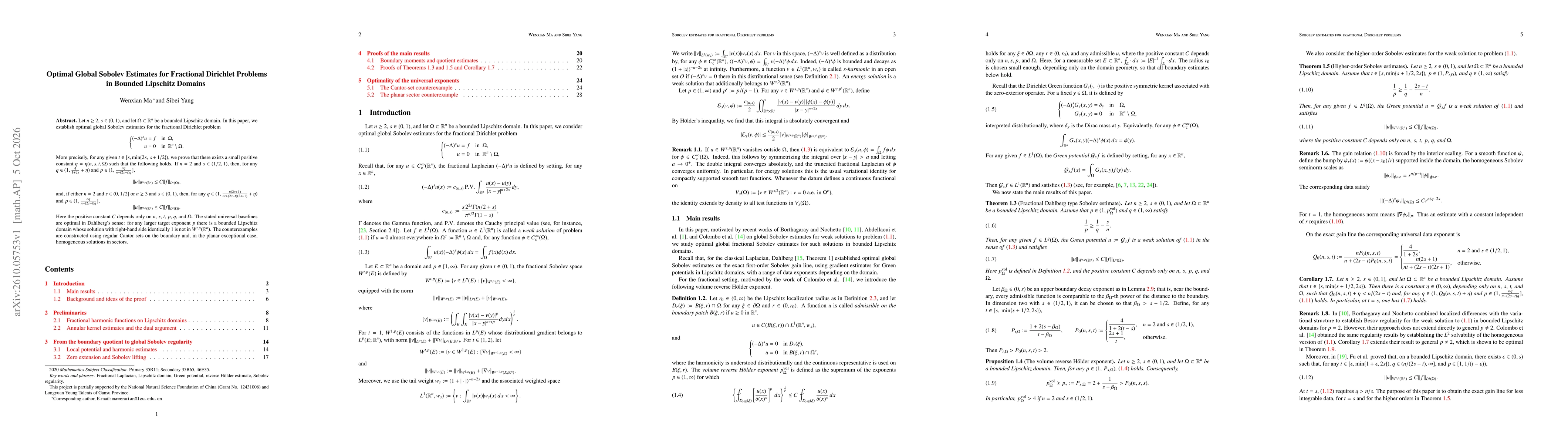 Thumbnail for Optimal Global Sobolev Estimates for Fractional Dirichlet Problems in Bounded Lipschitz Domains