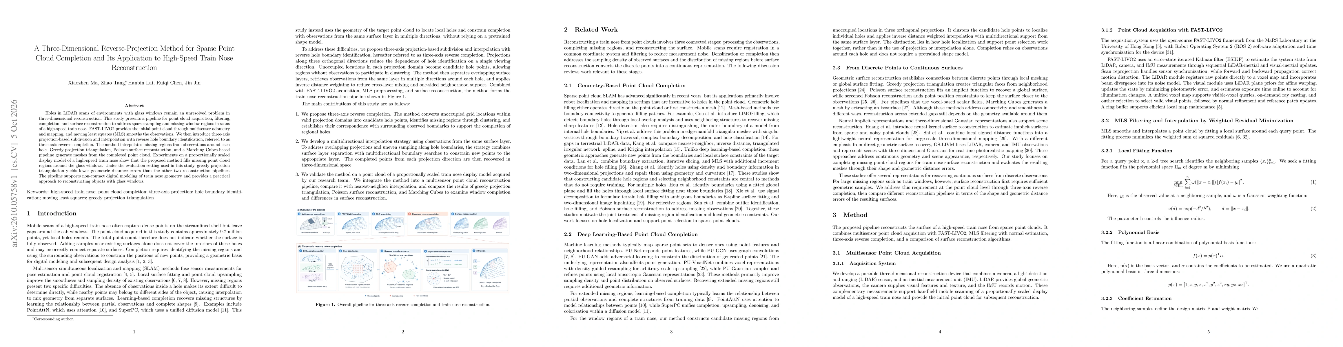Thumbnail for A Three-Dimensional Reverse-Projection Method for Sparse Point Cloud Completion and Its Application to High-Speed Train Nose Reconstruction