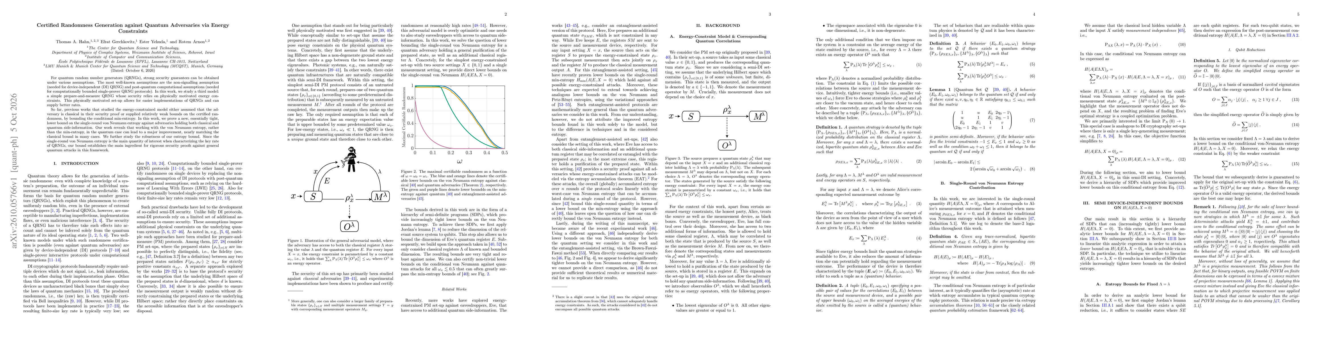 Thumbnail for Certified Randomness Generation against Quantum Adversaries via Energy Constraints